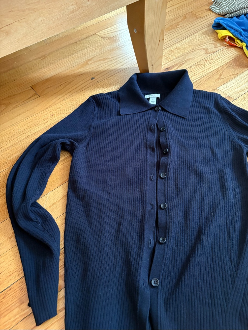 Daily Ritual Navy Ribbed Button-Front Sweater - Picture 2 of 3
